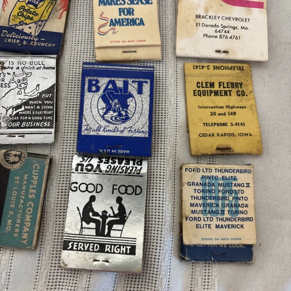 vintage‎ matchbook #34 Blue Star Potato Chips VD Kent Feeds Ford GM